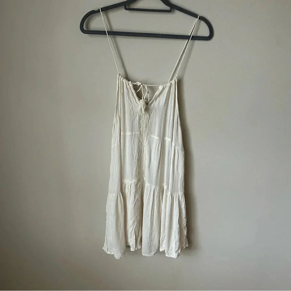 Raviya Cream Ivory Slip Sleeveless Mini Boho Embroidered Babydoll Dress Small - Picture 1 of 7